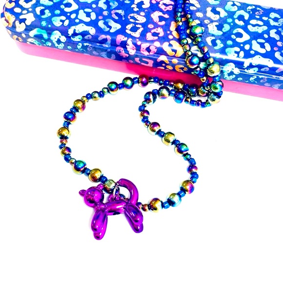 Purple Iridescent Toyland Balloon Kitty Cat Necklace - Picture 3 of 6